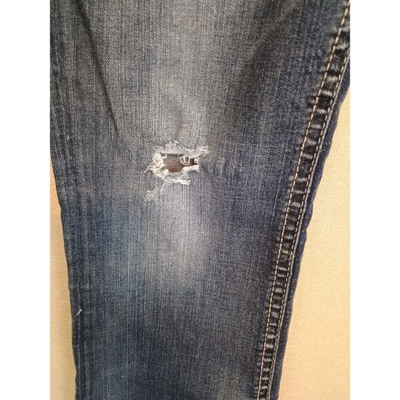 Silver Jeans Women's Blue 28x31 Suki High Slim Boot Cut Fluid Stretch Distressed - Picture 8 of 16